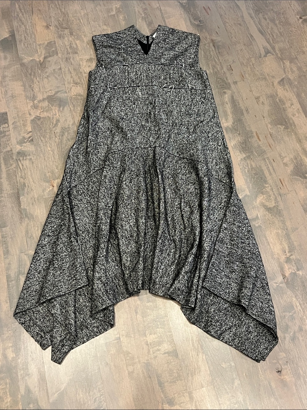 SPORTMAX by MaxMara asymmetrical hem black white gray wool blend maxi dress 10